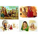 Rural People of India - Set of 4 Unframed Posters