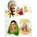 Rural People of India - Set of 2 Unframed Posters