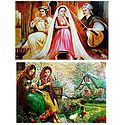 Musicians and Ladies in Front of Beautiful House - Set of 2 Posters
