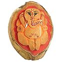 Carved Ganesha on Coconut