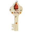 Key Shaped Key Rack with Three Hooks and Terracotta Ganesha - Wall Hanging