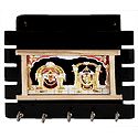 Balaji and Mahalakshmi on Paper Holder with Five Key Rack Hooks - Wall Hanging