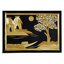 Village Scene - Straw Craft - Framed with Glass