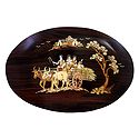 Villagers on Bullock Cart - Inlaid Wood Wall Hanging
