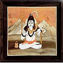 Ascetic God Shiva - Inlaid Wood Wall Hanging