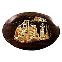 Women Near the Village Well - Inlaid Wood Wall Hanging