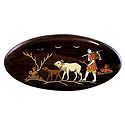 Cowherd with Cow - Inlaid Wood Wall Hanging