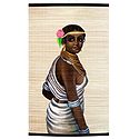 Tribal Beauty - Painting on Woven Bamboo Strands - Wall Hanging