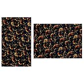 Red Firework Print on Black Georgette Saree