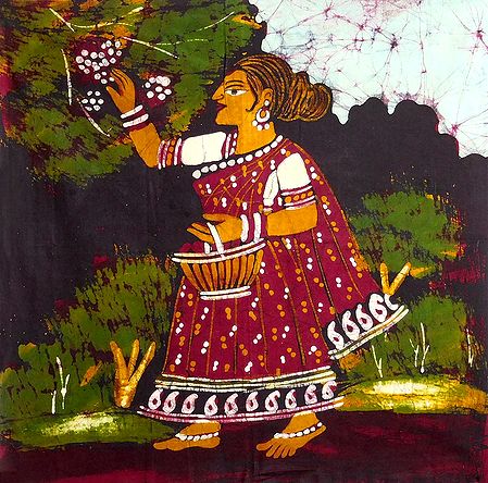 Woman Plucking Flower