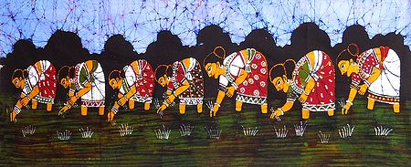 Village Women Sowing Paddy