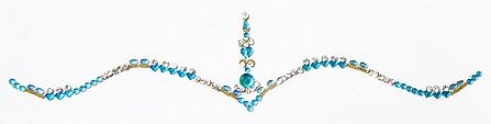 Light Cyan Blue and White Stone Studded Bridal Bindi