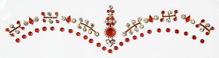 Dark Red and White Stone Studded Double Layer Bridal Bindi