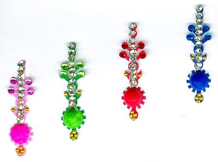 Designer Multicolor Bindis with  Multicolor and White Stones