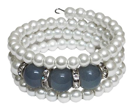 White Beaded Adjustable Bracelet