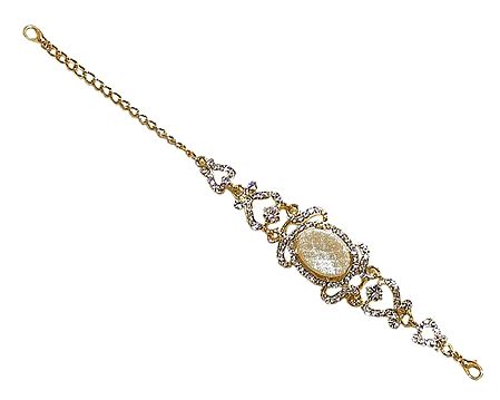 White Stone Studded Metal Bracelet