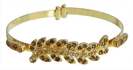 Faux Citrine Studded Metal Cuff Bracelet