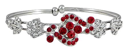 Red and White Stone Studded Cuff Bracelet