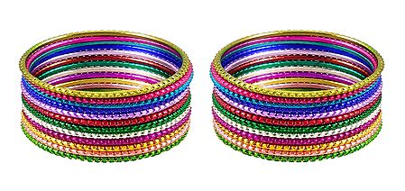 Set of 2 Multicolor Metal Bangles