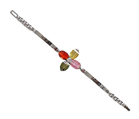 Multicolor Stone Studded Metal Tennis Bracelet
