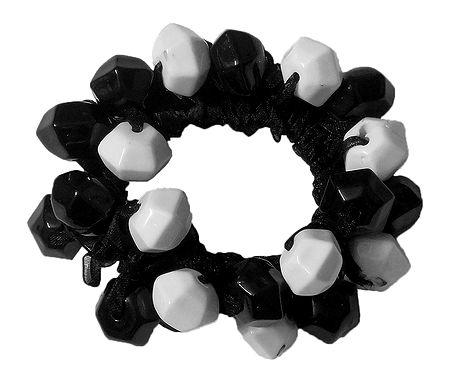 Black and White Acrylic Beaded Stretch Bracelet