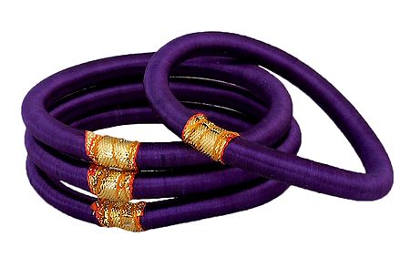 Set of 4 Purple Thread Bangles