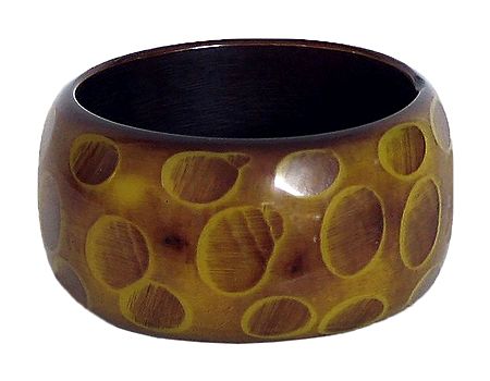Yellow and Dark Brown Lacquered Wooden Bracelet