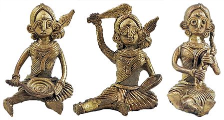 Set of 3 Village Women - Dhokra Tribal Art