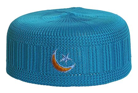 Blue Knitted Muslim Kufi Topi