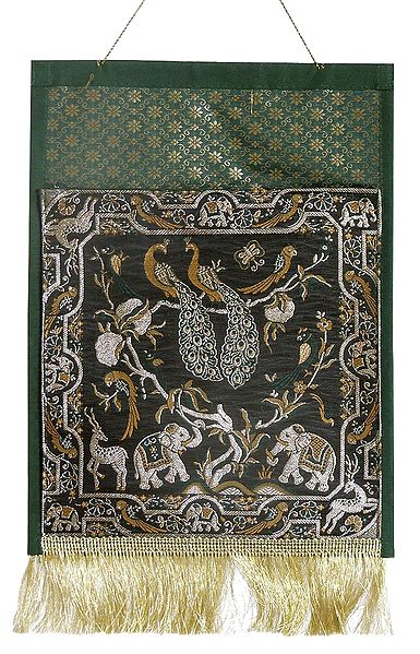 Magazine and Paper Holder with One Pocket in Zari Weaved Elephants