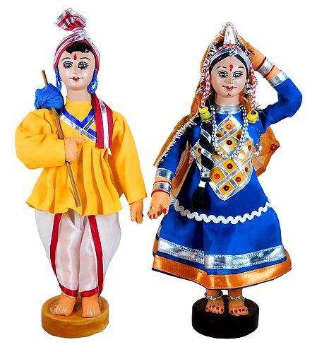 Gujrati Couple - Set of of 2 Cloth Dolls