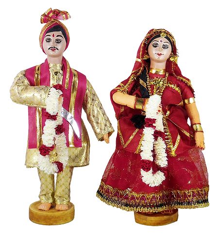 Marwari Couple - Set of of 2 Cloth Dolls