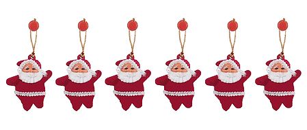 Set of 6 Hanging Santa Claus for Christmas Decoration