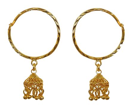 Gold Plated Ring Jhumka Earrings