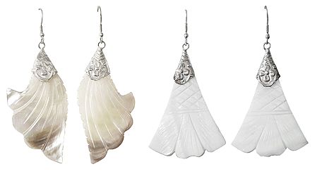 Set of 2 Pairs Flower Shell Earrings