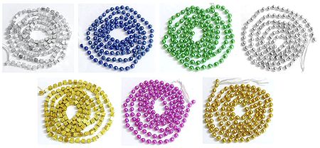 Set of Seven Decorative Multicolor Beaded Streamer