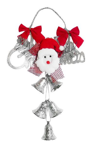 Merry Christmas Santa With Silver Bells for Christmas Decoration