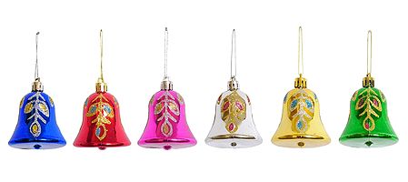 Set of 6 Colorful Acrylic Bells for Christmas Decoration