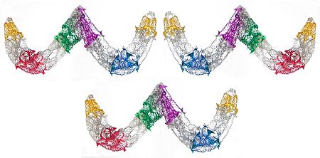 Set of Three Decorative Multicolor Foil Paper Streamer