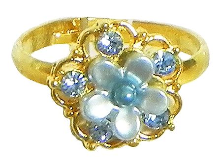 Light Blue Stone Studded Adjustable Ring