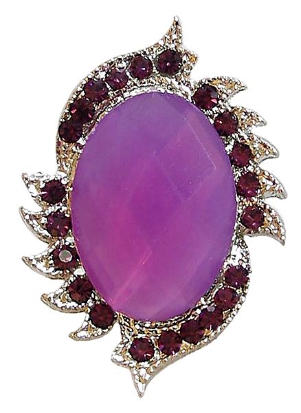 Light Mauve and Dark Purple Stone Studded Adjustable Ring