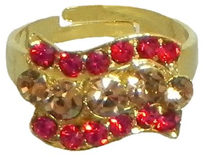 Red and Light Brown Stone Studded Adjustable Ring