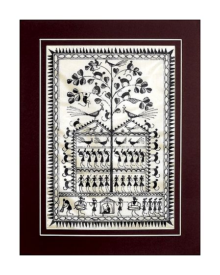Village Life - Saura Paintings on Tussar Silk