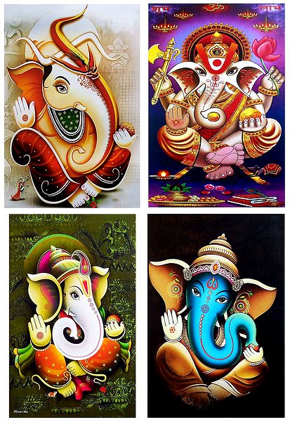 Lord Ganapati - Set of 4 Posters