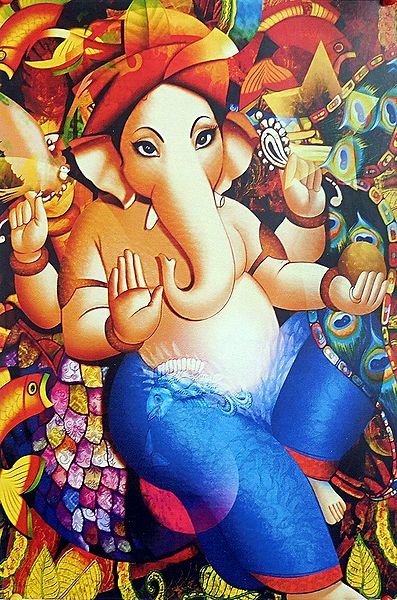 Ganesha Sitting on Peacock