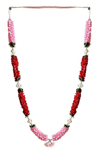 Dark Red with Light Pink Satin Ribbon Garland