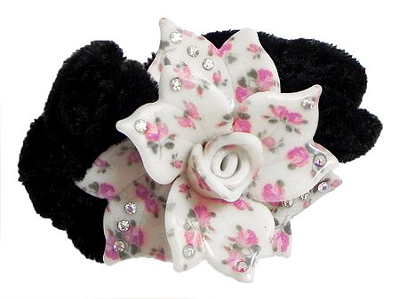White and Light Pink Acrylic Flower Hair Band