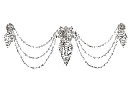 White Stone Studded Metal Head Piece with Earrings