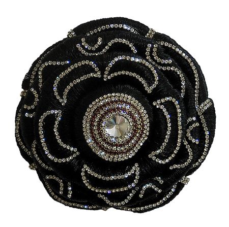 Stone Studded Black Hair Bun