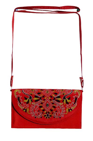 Red Bag with Kantha Stitch
